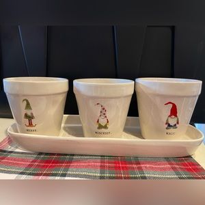 Rae Dunn MISCHIEF, MAGIC & MERRY planter set